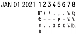 image of a date/number stamp impression with other symbols below the numbers